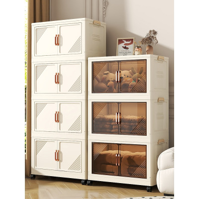 (Ngang 45-75cm) Tủ Nhựa Gấp Gọn Size Lớn, Tủ Đựng Quần Áo Đa Năng Lắp Ghép, Để Đồ Tiện Dụng, Nhựa PP, Có Bánh Xe