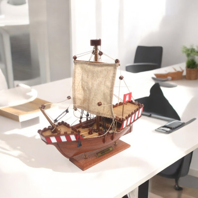 Mô hình thuyền gỗ, mô hình trang trí HAN KOGGE, thuyền gỗ để bàn, decor phòng học, bàn làm việc, hàng chính hãng