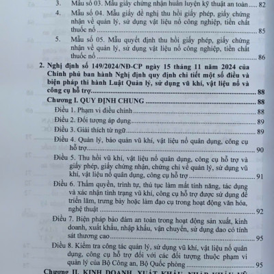 Luật Quản lý, sử dụng vu khi, vật liệu no và công cụ hỗ trơ, các văn bản quy định chi tiết, hướng dẫn thi hành