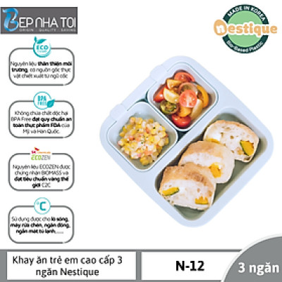 Khay ăn trẻ em cao cấp 3 ngăn hiệu Nestique N-12