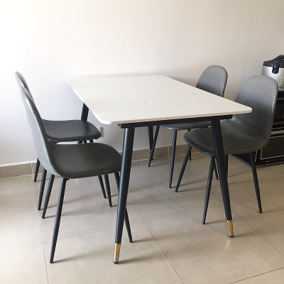 Bộ bàn ghế phòng ăn Tundo ghế mặt vân đá vân mây nhân tạo