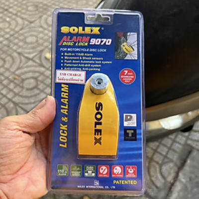 Khóa đĩa xe máy báo động SOLEX 9070 có sạc USB type C - MSOFT 