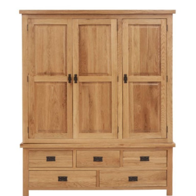 Tủ áo gỗ sồi 3 cánh 5 ngăn kéo Juno Sofa KT 160 x 60 x 200cm