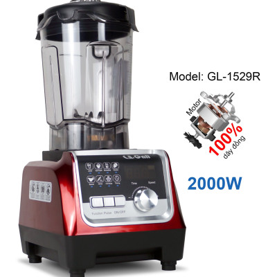 Sinh Tố Công Nghiệp Gali GL-1529R Dung tích 2 Lít, Motor 100% dây đồng đảm bảo độ bền bỉ, bảng điều khiển dạng cảm ứng, lưỡi dao bằng thép không gỉ. Hàng chính hãng bảo hành 24 tháng