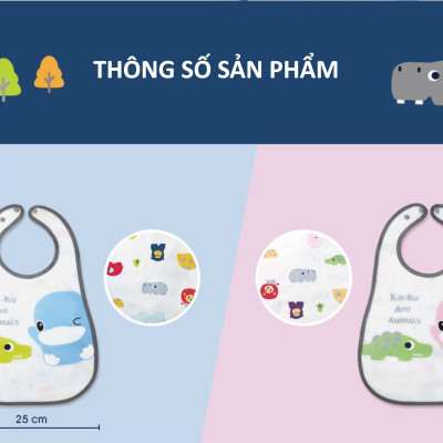 YẾM ĂN EM BÉ KHÔNG THẤM NƯỚC HÌNH THÚ VUI NHỘN CÓ KHAY HỨNG - KU2253