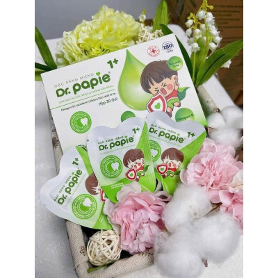 [Mua 1 Tặng 1] Gạc Rơ Lưỡi Dr.Papie 1+ (Hộp 30 Gói), Làm Sạch Và Bảo Vệ Răng Miệng Cho Bé Tặng 1 Hộp (5 Gói) Gạc Dr.Papie