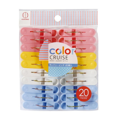 Combo 01 Bộ 05 chiếc móc nhựa treo đa năng Kokubo + 01 Set 20 chiếc kẹp chữ A phơi quần áo Color Cruise (Kokubo)