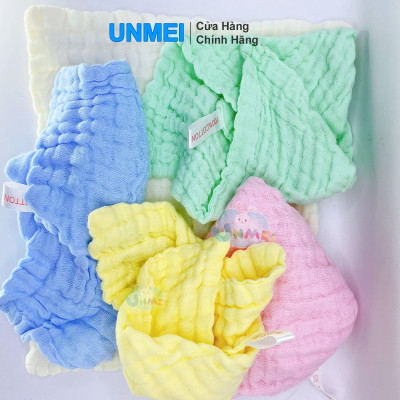 Bịch 5 Cái Khăn Sữa 6 Lớp UNMEI 30x30cm, Khăn Mềm Min 100% Cotton Nhiều Màu