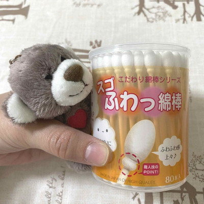 Hộp 110 chiếc tăm bông cao cấp Nhật Bản Sanyo Swab 100% Bông gòn tự nhiên kháng khuẩn an toàn cho bé