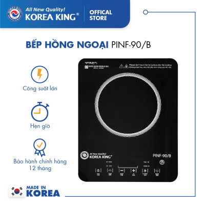 Bếp hồng ngoại Korea King PINF -90B (bếp đơn, mặt kính cường lực, công suất 2000W )-Hàng chính hãng