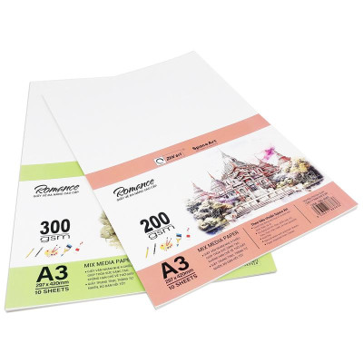 Giấy Vẽ Đa Năng Romance - A3 200gsm - Mix Media Paper - Zen Art TMG 8383 (10 Tờ)