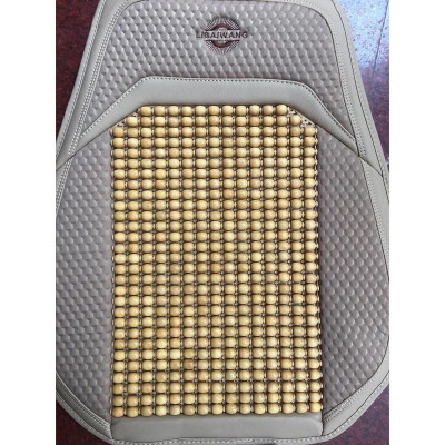 Lót Ghế Hạt Gỗ Ô Tô Phối Da Cao Cấp Libai - Lót Ghế Xe Hơi Chống Nóng, Thoáng Khí, Massage Lưng, Bảo Vệ Da Ghế Xe