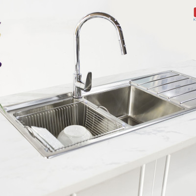 Chậu rửa bát Konox, European Series, Model Premium KS11650 2B , Inox 304AISI tiêu chuẩn châu Âu, 1160x500x215(mm), Hàng chính hãng