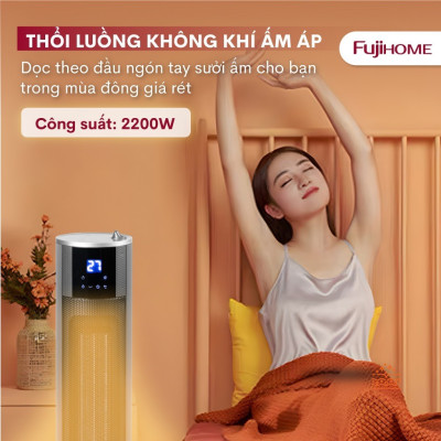 Máy sưởi gốm không khô da phun sương tạo ẩm Nhật Bản nhập khẩu FUJIHOME không đốt oxi tự ngắt tiết kiệm điện - hàng chính hãng