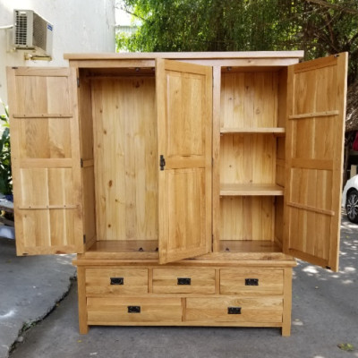 Tủ áo gỗ sồi 3 cánh 5 ngăn kéo Tundo KT 160 x 60 x 200cm