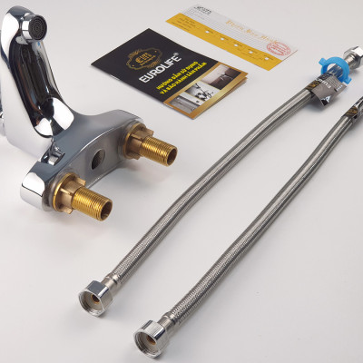 Vòi Lavabo nóng lạnh 2 chân Đồng mạ Chrome Eurolife EL-CAM03 (Trắng bạc)