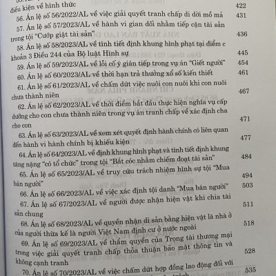 Hệ Thống  Án Lệ Việt Nam ( hiện hành) Từ Án Lệ số 01 đến Án Lệ số 72