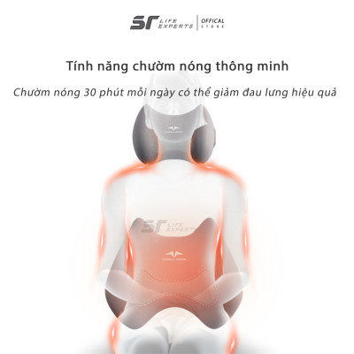 Combo Tựa Đầu Và Tựa Lưng Ô Tô Túi Khí Kéo Dãn Massage Chườm Nóng, Gối Cao Su Non, Giảm Mỏi Cổ Vai Cột Sống - Sairui