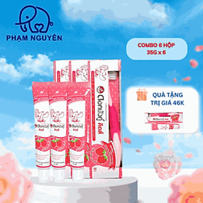 [COMBO 6 HỘP] Kem đánh răng thảo dược Dokbuaku cho bé vị dâu tây không sâu răng - 35g