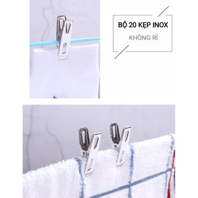 COMBO 5 Kẹp 9cm Miệng Lớn Kẹp Phơi Quần Áo Chăn Mền Inox Chống Gió