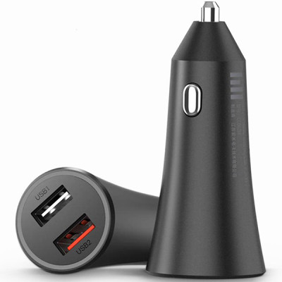 Tẩu sạc nhanh 2 cổng cho điện thoại trên Ô tô/Xe hơi XIAOMI Mi 37W Dual-Port Car Charger Black GDS4147GL - Hàng Chính Hãng