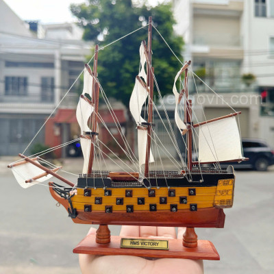 Mô hình thuyền gỗ HMS VICTORY kích thước nhỏ 20cm, thuyền gỗ phong thủy, mô hình trang trí, decor phòng học