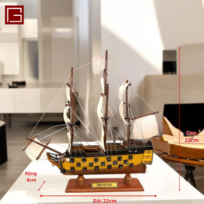 Mô hình thuyền gỗ HMS VICTORY kích thước nhỏ 20cm, thuyền gỗ phong thủy, mô hình trang trí, decor phòng học