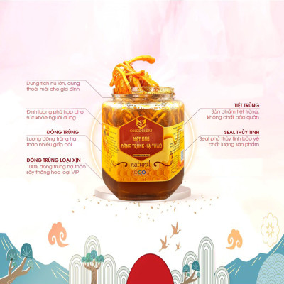 Mật Ong Ngâm Đông Trùng Hạ Thảo 380ml/lọ Golden Herb