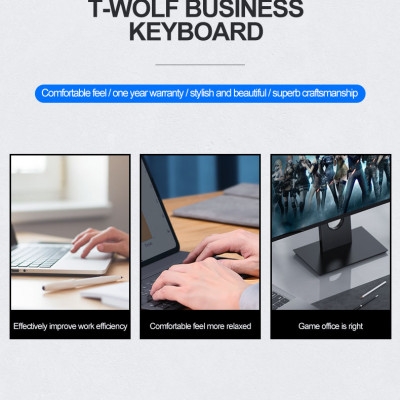 Bàn Phím Văn Phòng T-WOLF T15 USB- Hàng Chính Hãng