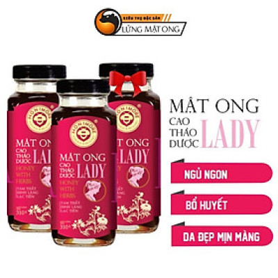 Combo 2 chai Mật ong cao thảo dược Lady giúp ngủ ngon Honimore 310g tặng 1 chai cùng loại - mật ong rừng nguyên chất phối trộn với cao thảo dược