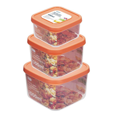 Bộ 3 hộp thực phẩm vuông Hokkaido 500-1000-2000ml ( Tặng kèm Sticker) - INOCHI - chất lượng tiêu chuẩn Nhật Bản