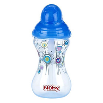 Bình Uống Nước Ống Hút Silicone Nuby 10241 (300ml) - Xanh