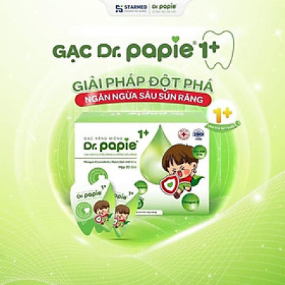 [Mua 1 Tặng 1] Gạc Rơ Lưỡi Dr.Papie 1+ (Hộp 30 Gói), Làm Sạch Và Bảo Vệ Răng Miệng Cho Bé Tặng 1 Hộp (5 Gói) Gạc Dr.Papie