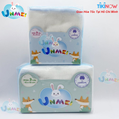 Khăn Sữa 4 Lớp Unmei Xuất Nhật Bịch 10 cái 25x25cm 100% Cotton mềm mại thấm hút tốt
