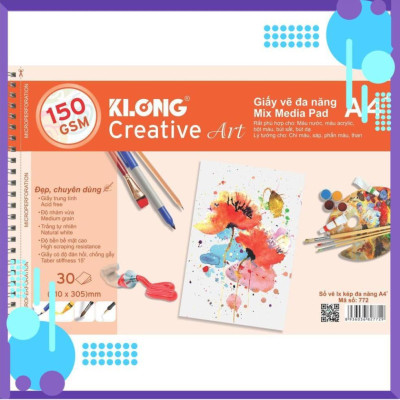  Sổ vẽ KLONG A4+ cao cấp lò xo kép xé 150GSM 30 tờ MS772