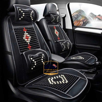 Lót Ghế Hạt Gỗ Nâng Lưng Thoáng Khí Cao Cấp Có Tựa Lưng – Hỗ Trợ Cột Sống, Giảm Đau Mỏi, Thoáng Mát - Hàng Nhập Khẩu