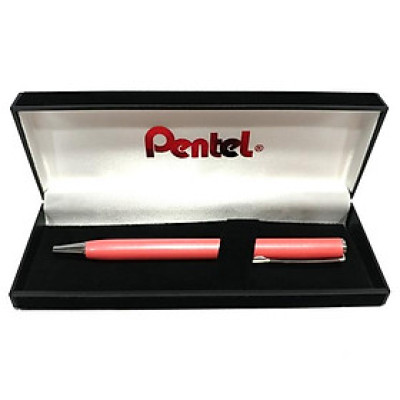 Bút Bi Kim Loại Nắp Vặn Pentel Cao Cấp Thân Hồng - Mực Xanh Pentel B811P-C