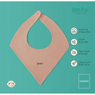 Khăn yếm tam giác đeo cổ có cúc bấm cho em bé sơ sinh, trẻ nhỏ Boube nhiều màu, vải sợi tre Bamboo thông minh, thoải mái