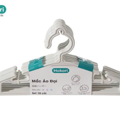 Set 10 Móc Treo Quần Áo Đại Hokori 2833, Mắc quần áo người lớn nhựa Việt Nhật cao cấp