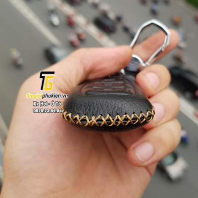 Bao da Handmade bảo vệ chìa khóa xe Hyundai Elantra, Tucson, i10…kèm móc đeo Inox