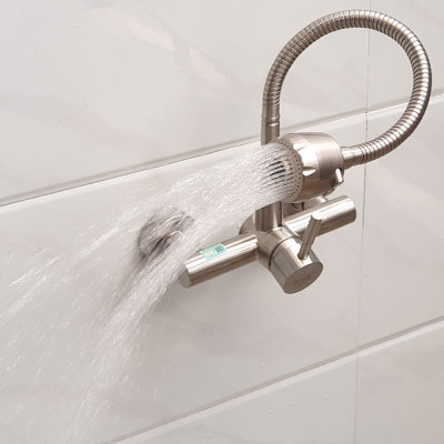 Vòi rửa chén âm tường cần lò xo Inox SUS 304 Eurolife EL-T017AT (Trắng vàng)