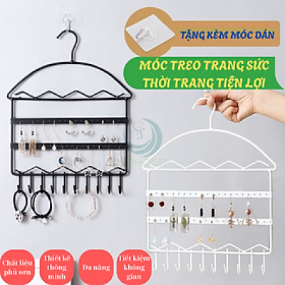 Giá Treo Trang Sức Hình Móc Áo Đa Năng- Kệ Treo Khuyên Tai, Vòng Tay, Dây Chuyền Gắn Tường+ Kèm Móc Dán