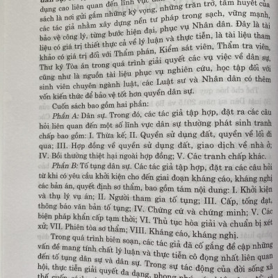 Cẩm Nang Nghiệp Vụ Dành Cho Thẩm Phán, Kiểm Sát Viên, Luật Sư ( Trong lĩnh vực dân sự và tố tụng dân sự) ( Xuất bản lần thứ ba có sửa chữa, bổ sung)