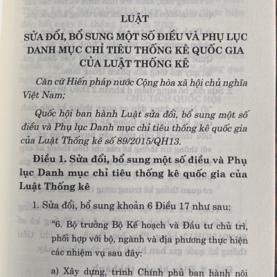Luật Thống Kê  Năm 2015  ( Sửa đổi, bổ sung năm 2021  )