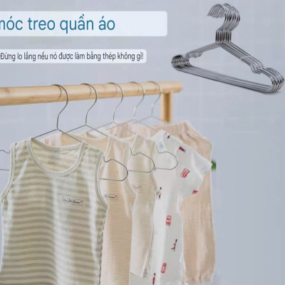 Combo Móc phơi quần áo inox 304 sáng bóng đẹp dài 42cm