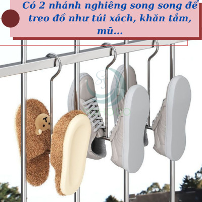 Bộ 2 Móc Treo Giày Đôi Inox Đa Năng- Móc Phơi Giày Thông Minh Chống Gỉ -	Móc Sắt Treo Dép – Giày – Chai Đa Dụng