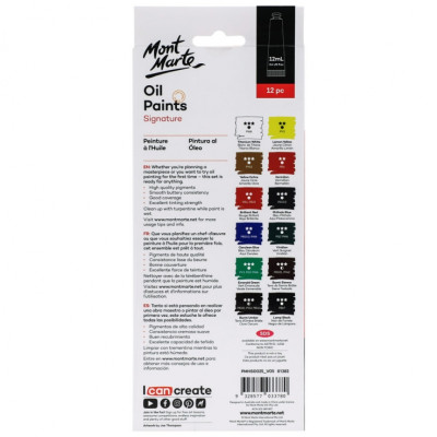 Bộ Màu Vẽ Dầu Mont Marte 12 ml