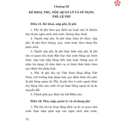 Luật phí và lệ phí năm 2015 (sửa đổi, bổ sung năm 2017, 2018, 2020, 2023) bản in 2024