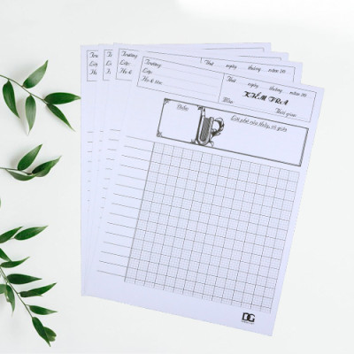 Giấy kiểm tra 4 ô ly giấy trắng dày 100gsm chống hằn lem với tất cả các loại bút, bảng kẻ sẵn tiện lợi,15 tờ đôi GKT01 Green Art - Hàng chính hãng