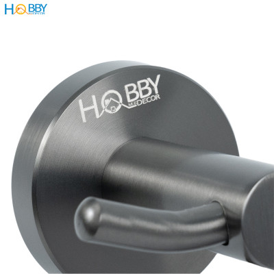 Móc treo đồ có 2 chấu ngang inox 304 sơn đen Hobby home decor T2X